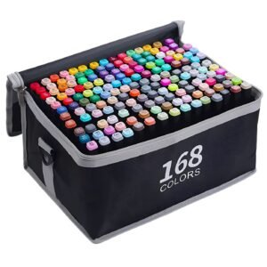 Alcohol Markers Set Dual Tip Permanent Art Pens or 168-Colour Dual-Tip Alcohol Marker Set