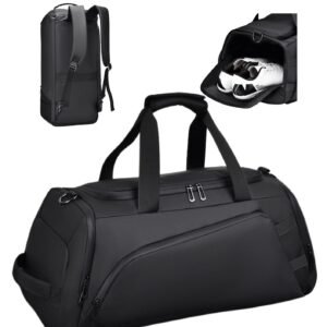 Gym Bag – Duffel Bag 40L with Shoe Compartment, Backpack Straps