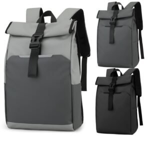 Water-Resistant Roll Top Backpack – Large Laptop Rucksack for Travel, Work, School